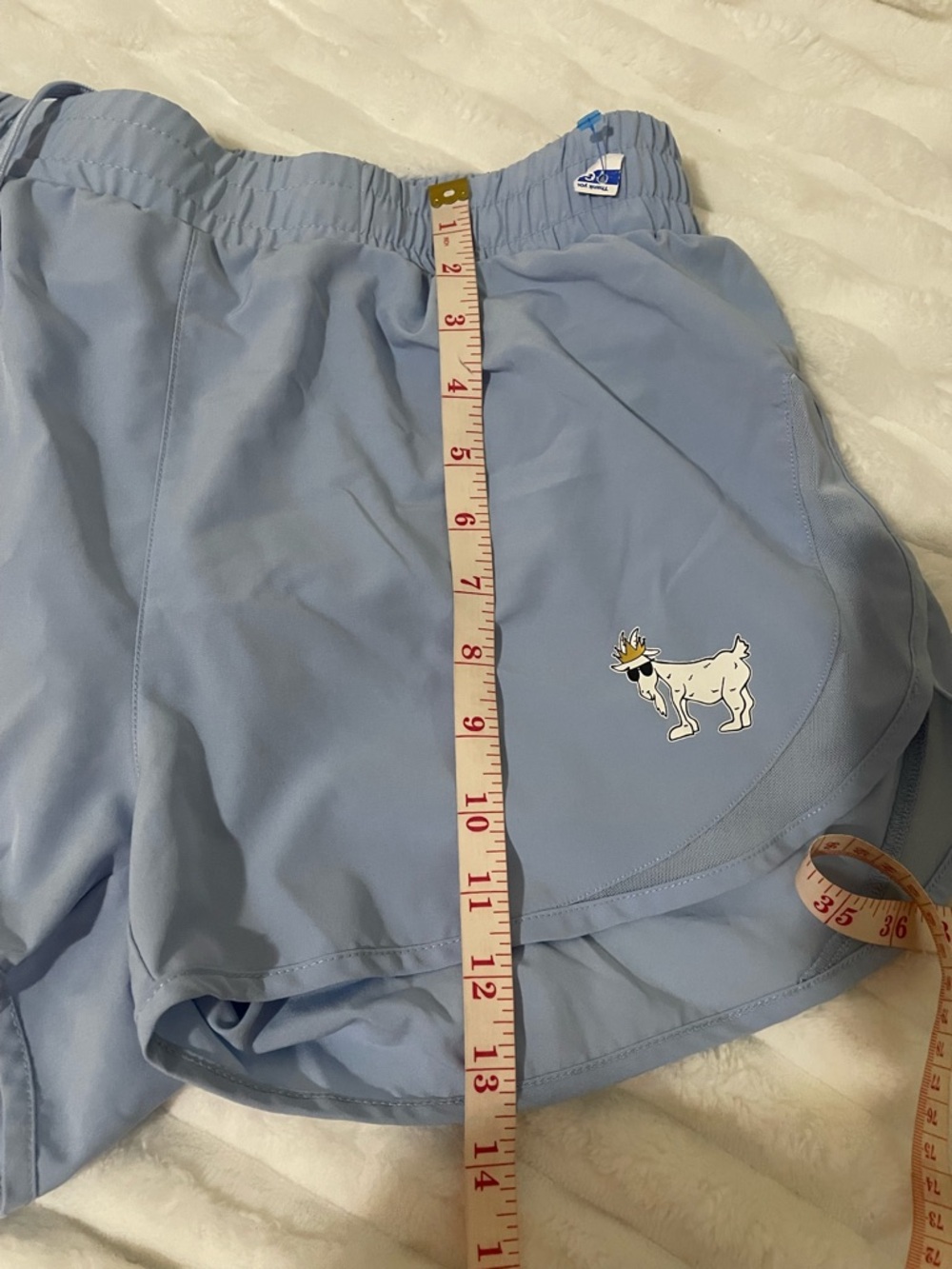 Light Blue Women's Athletic Shorts with Goat Logo - Picture 8 of 13